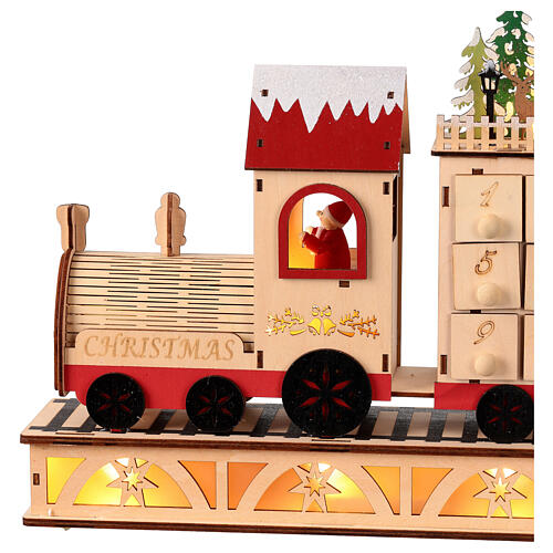 Calendrier de l'Avent train en bois 24 tiroirs 60x10x30 cm 2