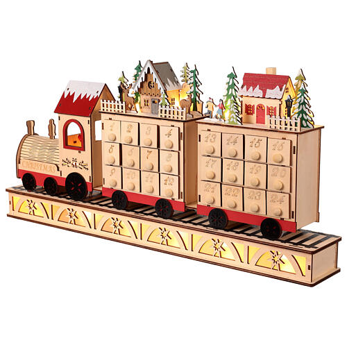 Calendrier de l'Avent train en bois 24 tiroirs 60x10x30 cm 5