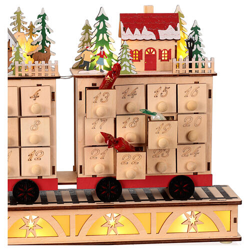 Calendrier de l'Avent train en bois 24 tiroirs 60x10x30 cm 6