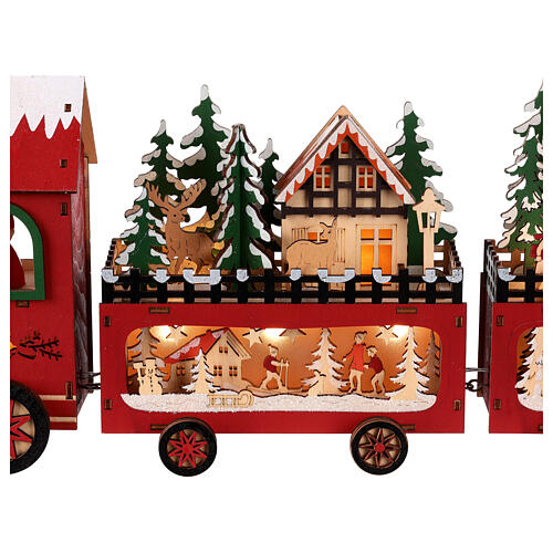 Trenino di Babbo Natale illuminato colorato 55x10x20 cm 4