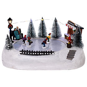 Pista de patinação natalícia com movimento e luzes 30x21x14 cm