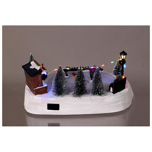 Christmas Ice Skating Rink with Motion and Lights, 30x21x14 cm 5