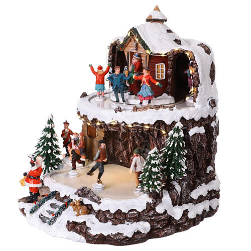 Winterszene „Eislaufbahn auf zwei Ebenen“ mit LEDs und Musik – 27 × 30 × 30 cm 3