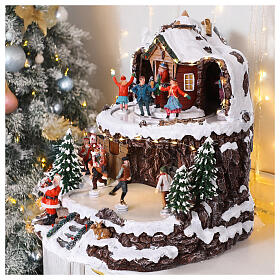 Two-level Christmas ice skating rink, 11x12x12 in