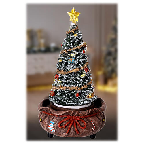 Weihnachtsbaum im Sack mit Bewegung, beleuchteter Stern und Musik – 12 × 12 × 23 cm 1
