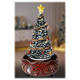 Árvore de Natal em saco com movimento estrela iluminada 12x12x23 cm