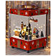 Pacco regalo rosso con chiesa slitta Babbo Natale in movimento 15x15x25 cm s2