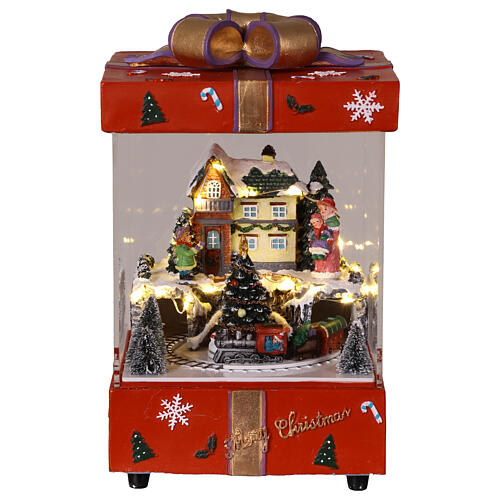 Pacco regalo con trenino in movimento illuminato con musica 15x15x25 1