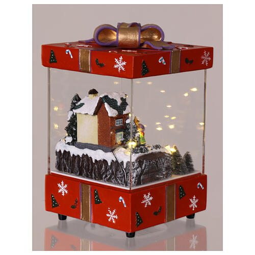 Pacco regalo con trenino in movimento illuminato con musica 15x15x25 4