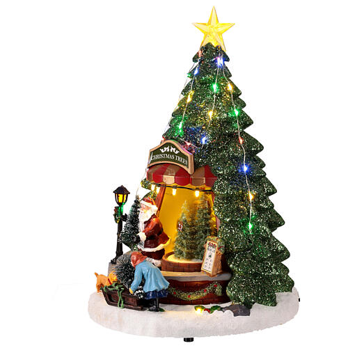 Verkaufshütte für Weihnachtsbäume mit Beleuchtung und Musik, 25x25x35 cm 4