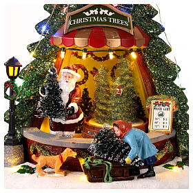 Santa's Christmas tree shop, illuminated, 10x10x14 in