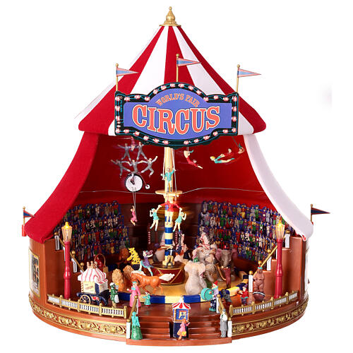 Circo scena natalizia musica movimento luci 30x30 cm 1
