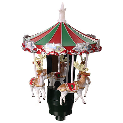 Cimier sapin de Noël carrousel chevaux mouvement diam. 18 cm 3