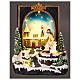 Christmas scene with Nativity, book with snowy village, music and lights, 10x8x6 in s2