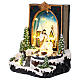 Christmas scene with Nativity, book with snowy village, music and lights, 10x8x6 in s3