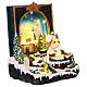 Christmas scene with Nativity, book with snowy village, music and lights, 10x8x6 in s4