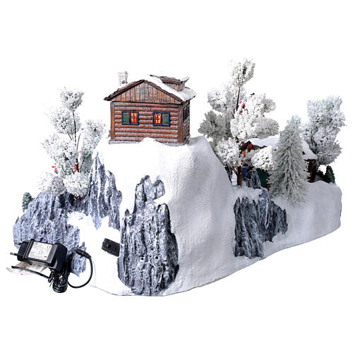 Villaggio Natalizio LED funivia pattinatori ruota panoramica corrente 65x45x31 cm 10