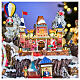 Pueblo navideño Parque Atracciones globo aerostático iluminado música 65x45x35 cm transformador s3