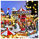 Pueblo navideño Parque Atracciones globo aerostático iluminado música 65x45x35 cm transformador s6