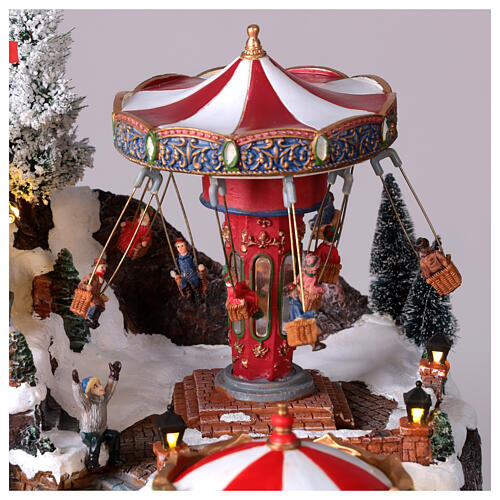 Villaggi Natalizio Luna Park mongolfiera illuminato musica 65x45x35 cm trasformatore 4