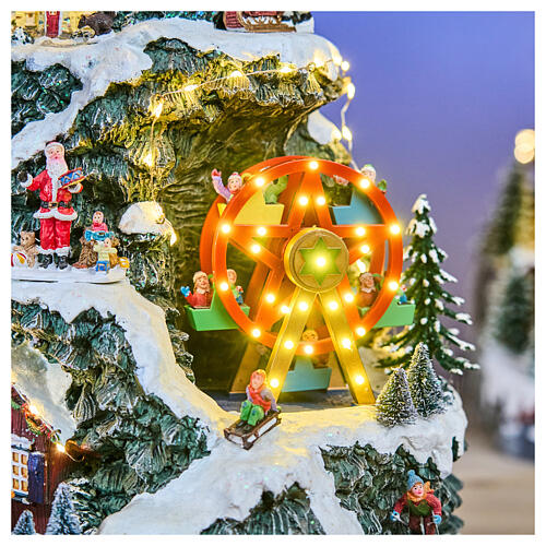 Winterszene „Bergdorf“ mit LED, Karussell und Riesenrad – 35 × 35 × 50 cm, Strombetrieb 6