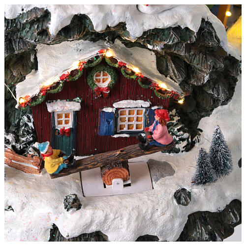 Villaggio Natalizio montagna LED movimento giostre musica 35x35x50 cm trasformatore 7