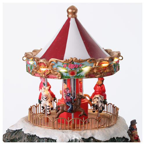 Villaggio Natalizio montagna LED movimento giostre musica 35x35x50 cm trasformatore 8