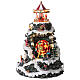 Villaggio Natalizio montagna LED movimento giostre musica 35x35x50 cm trasformatore s4