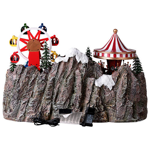 Village de Noël Deluxe Fête foraine en mouvement LEDs colorées 65x60x40 cm 13