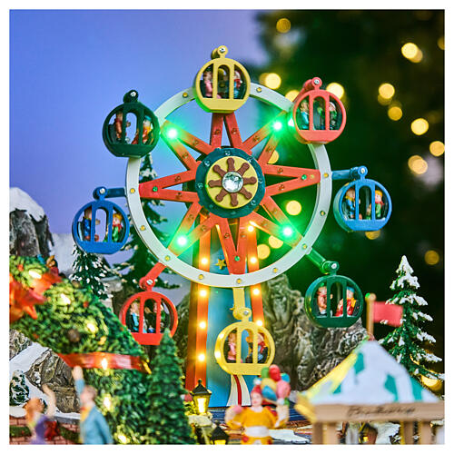 Deluxe Christmas Village Luna Park with LED Colorful Lights and Movement Electric, 65x60x40 cm 7