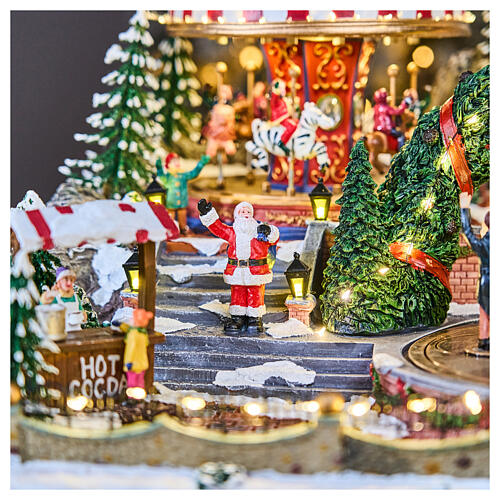Deluxe Christmas Village Luna Park with LED Colorful Lights and Movement Electric, 65x60x40 cm 8