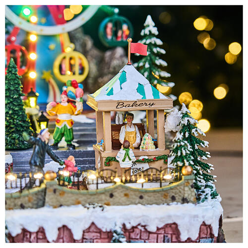 Deluxe Christmas Village Luna Park with LED Colorful Lights and Movement Electric, 65x60x40 cm 12