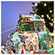 Pueblo navideño Deluxe música movimiento tren teleférico LED coloridos corriente 70x60x40 cm s5