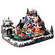 Villaggio Natale Deluxe musica movimento treno funivia LED colorati corrente 70x60x40 cm s8