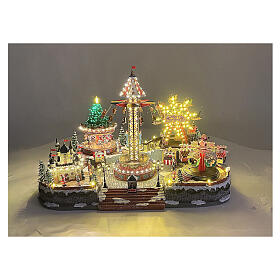 Villaggio Natalizio deluxe Luna Park movimento LED colorati 95x65x60 cm corrente