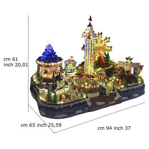 Deluxe Christmas Village Amusement Park with LED Colorful Movement Electric, 95x65x60 cm 3