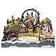 Village de Noël Deluxe patineurs manège musique LEDs mouvement 65x55x45 cm électrique s8