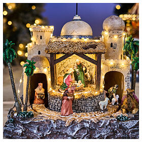 Village de Noël illuminé Nativité Ange avec transformateur 35x25x40 cm