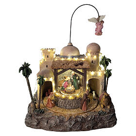 Villaggio Natalizio illuminato Natività Angelo contrasformatore 35x25x40 cm