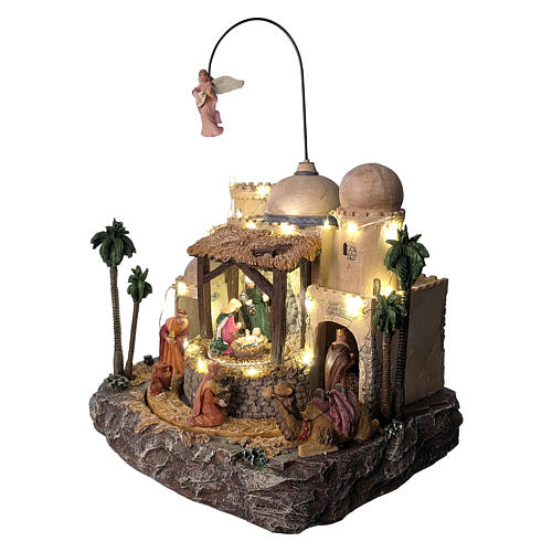 Villaggio Natalizio illuminato Natività Angelo contrasformatore 35x25x40 cm 3