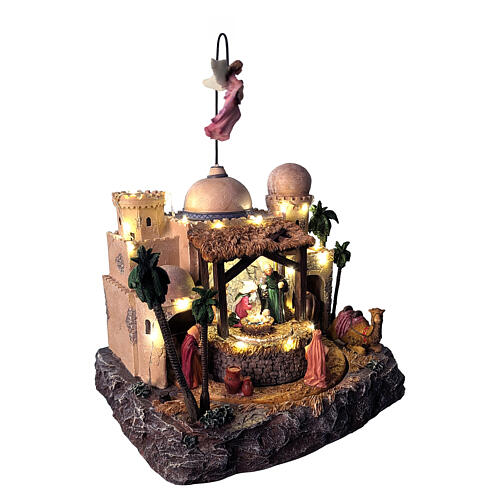 Villaggio Natalizio illuminato Natività Angelo contrasformatore 35x25x40 cm 4