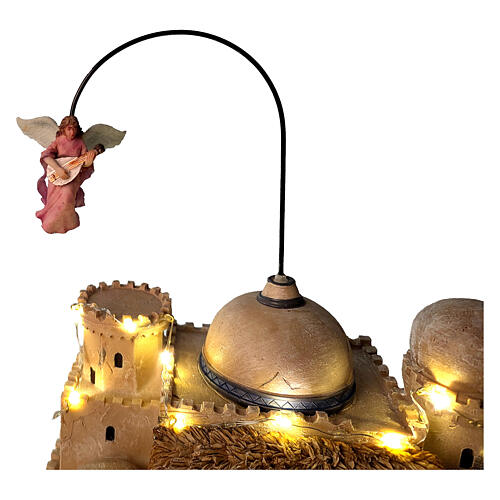 Villaggio Natalizio illuminato Natività Angelo contrasformatore 35x25x40 cm 5
