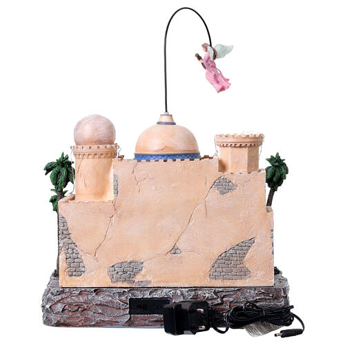 Villaggio Natalizio illuminato Natività Angelo contrasformatore 35x25x40 cm 6