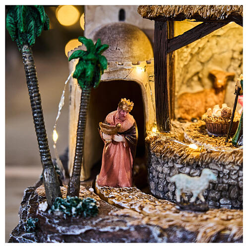 Villaggio Natalizio illuminato Natività Angelo contrasformatore 35x25x40 cm 4