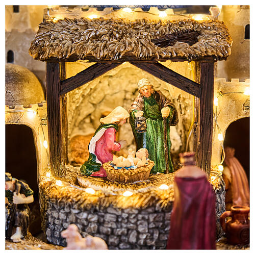 Cenário natalino iluminado Natividade com anjo transformador 35x25x40 cm 8