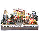 Villaggio Natalizio città pattinatori giostra movimento LED colorati 60x50x25 cm corrente s1