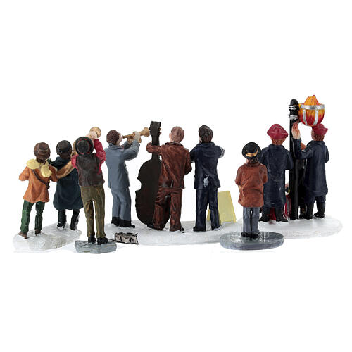 Ensemble de musiciens et arbres assortis pour village de Noël 8 cm 8