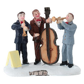Set musicisti e alberi assortiti per villaggio natalizio 8 cm