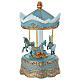 Carrousel boîte à musique avec chevaux bleu et or 21 cm s1