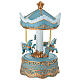 Carrousel boîte à musique avec chevaux bleu et or 21 cm s2